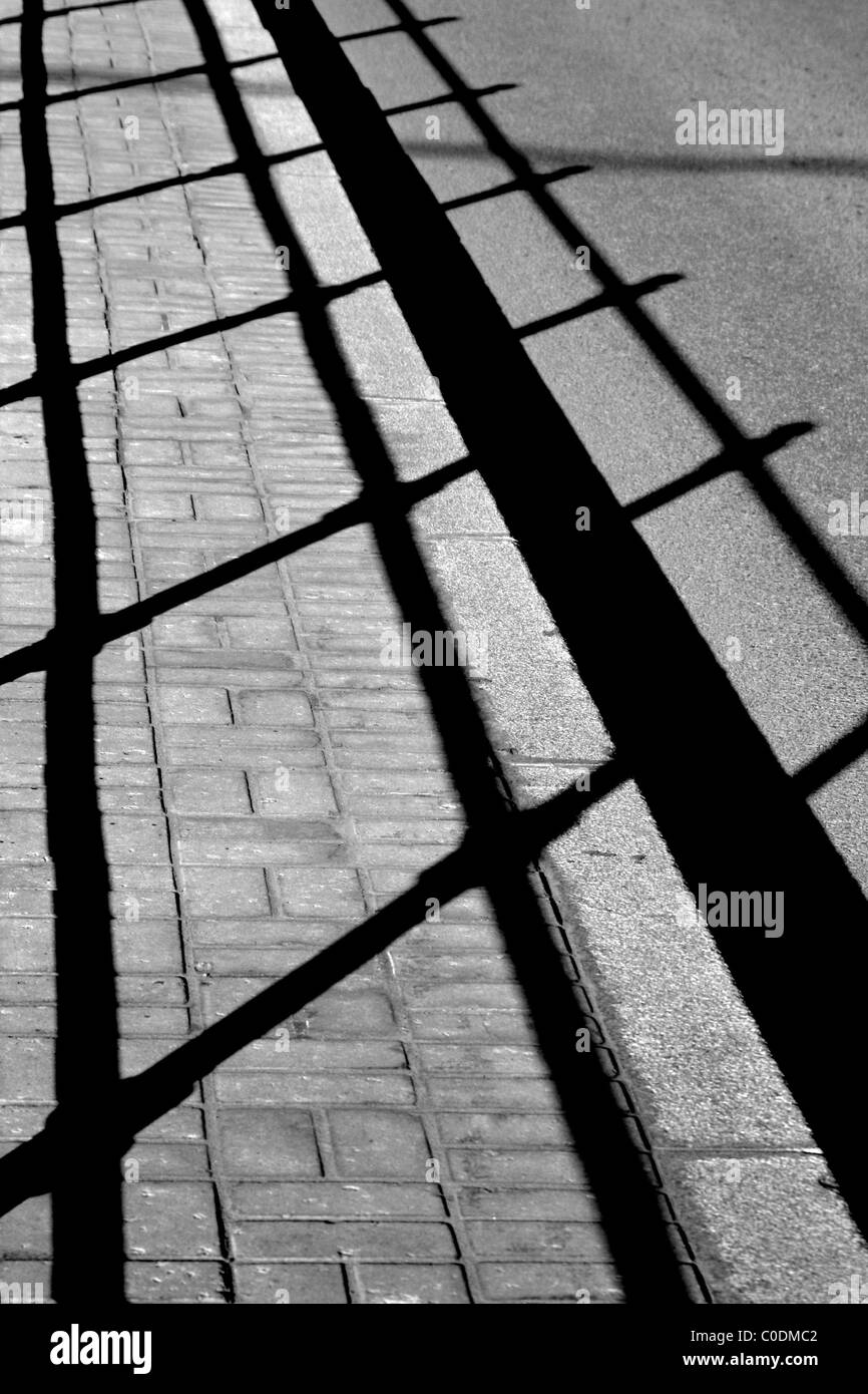 Grafico monocromatico ombre sul pavimento piastrellato Foto Stock