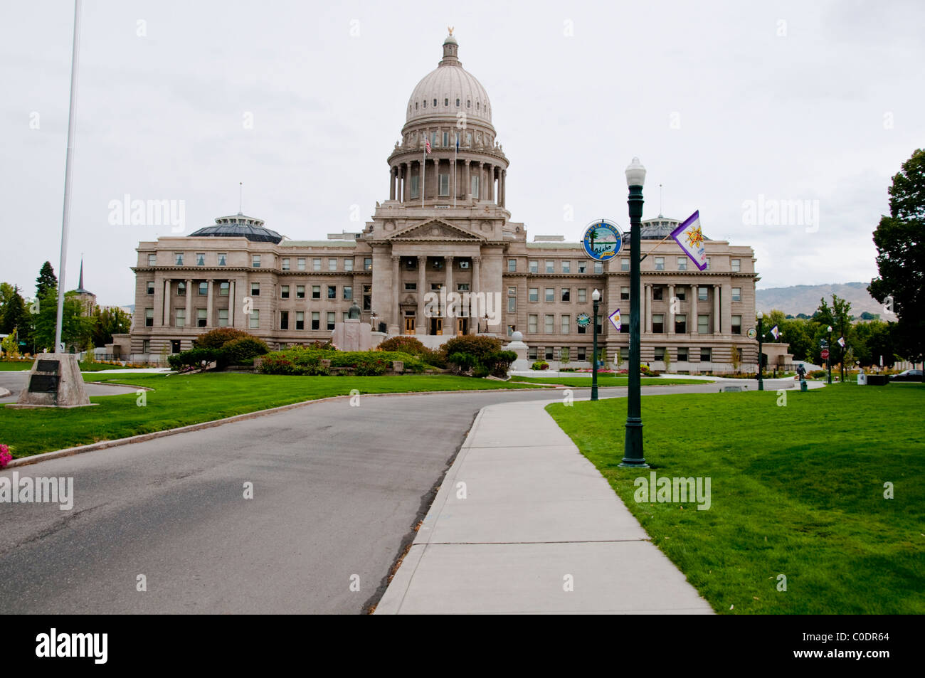 Boise State Capital costruzione,le statue di Lincoln,indiani Nez Perce,Downtown,Vigili del Fuoco,Boise, Idaho, Stati Uniti d'America Foto Stock