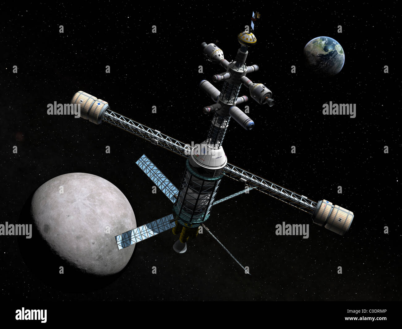 Artista del concetto di un cycler lunare. Foto Stock