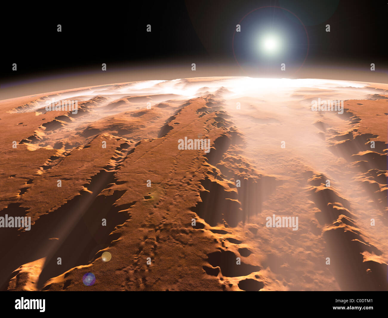 Artista del concetto di Valles Marineris canyon su Marte. Foto Stock