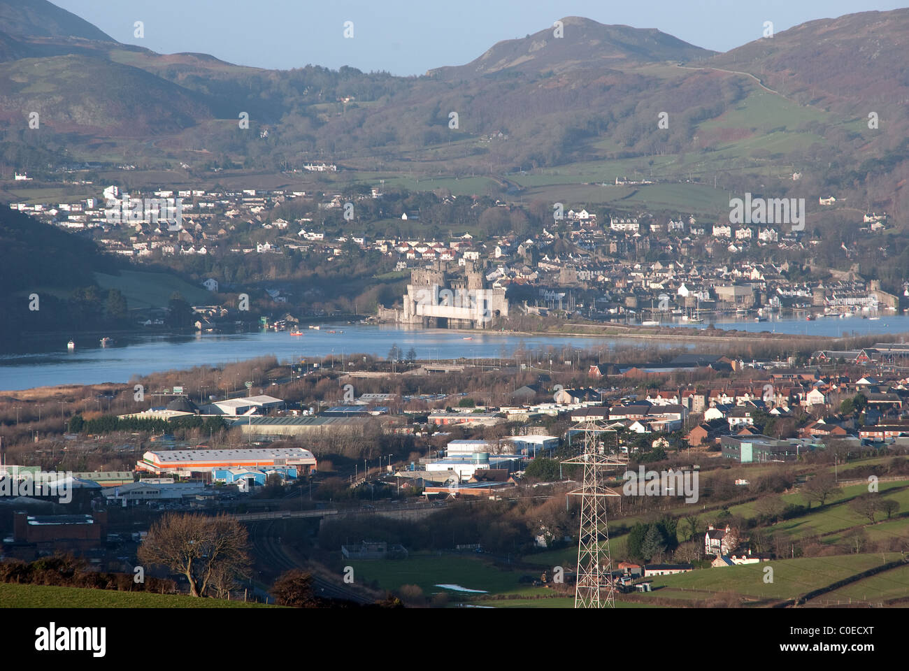 Fiume conwy e Conwy Castle Foto Stock