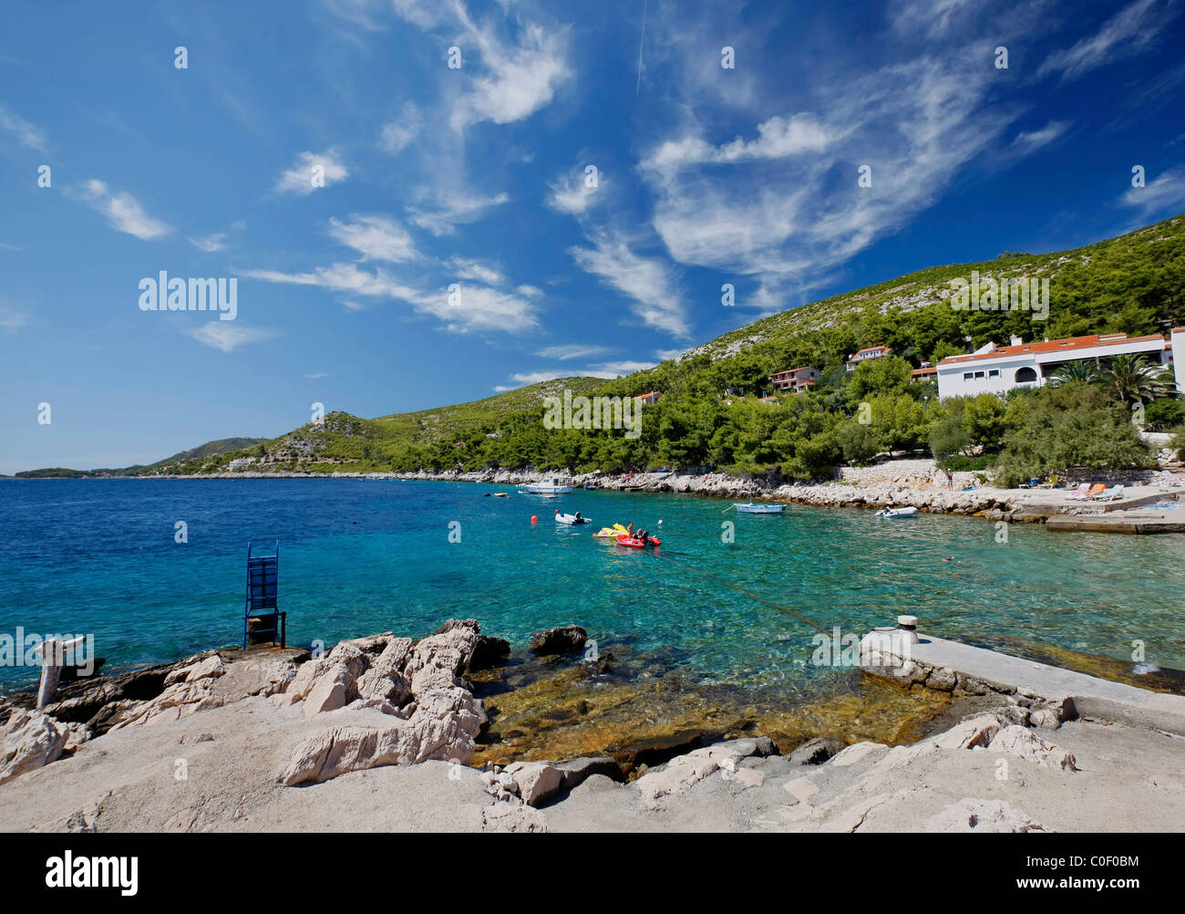 Giorno di estate sull isola di Korcula a Pristapac village. Foto Stock