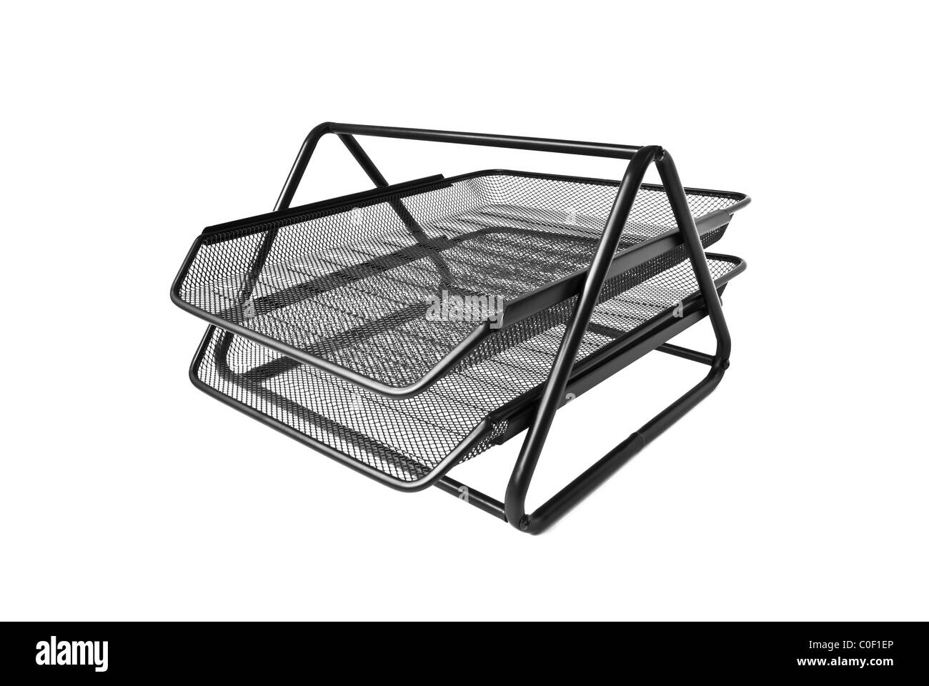 2-tier document tray isolato su bianco Foto Stock