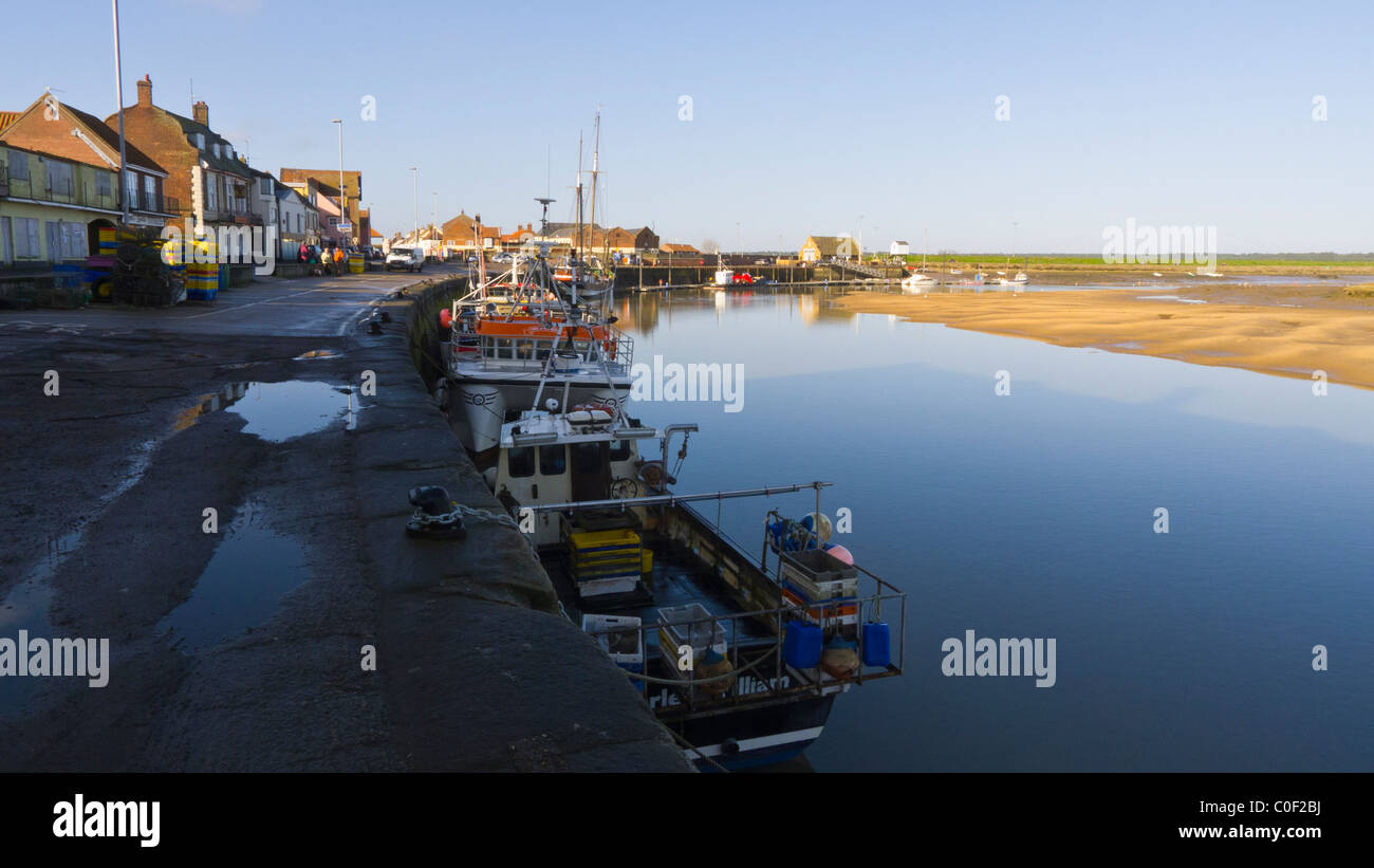 Il Quay a Wells-next-Mare, Norfolk, Inghilterra. Foto Stock