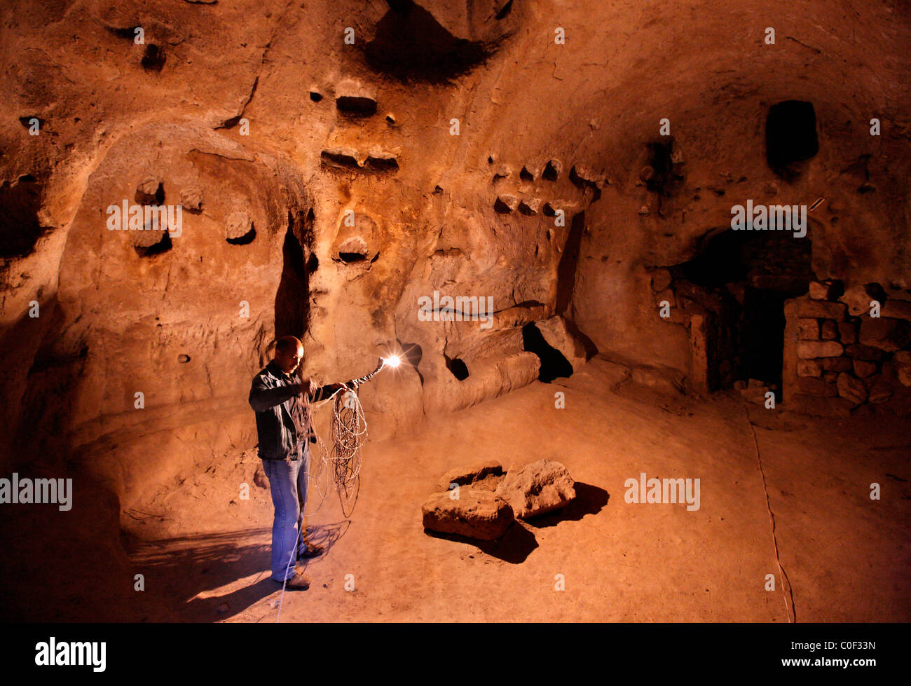 La Colombaia (la "posta") della città sotterranea di Mazikoy,( o 'Mazi'), Cappadocia, Turchia Foto Stock