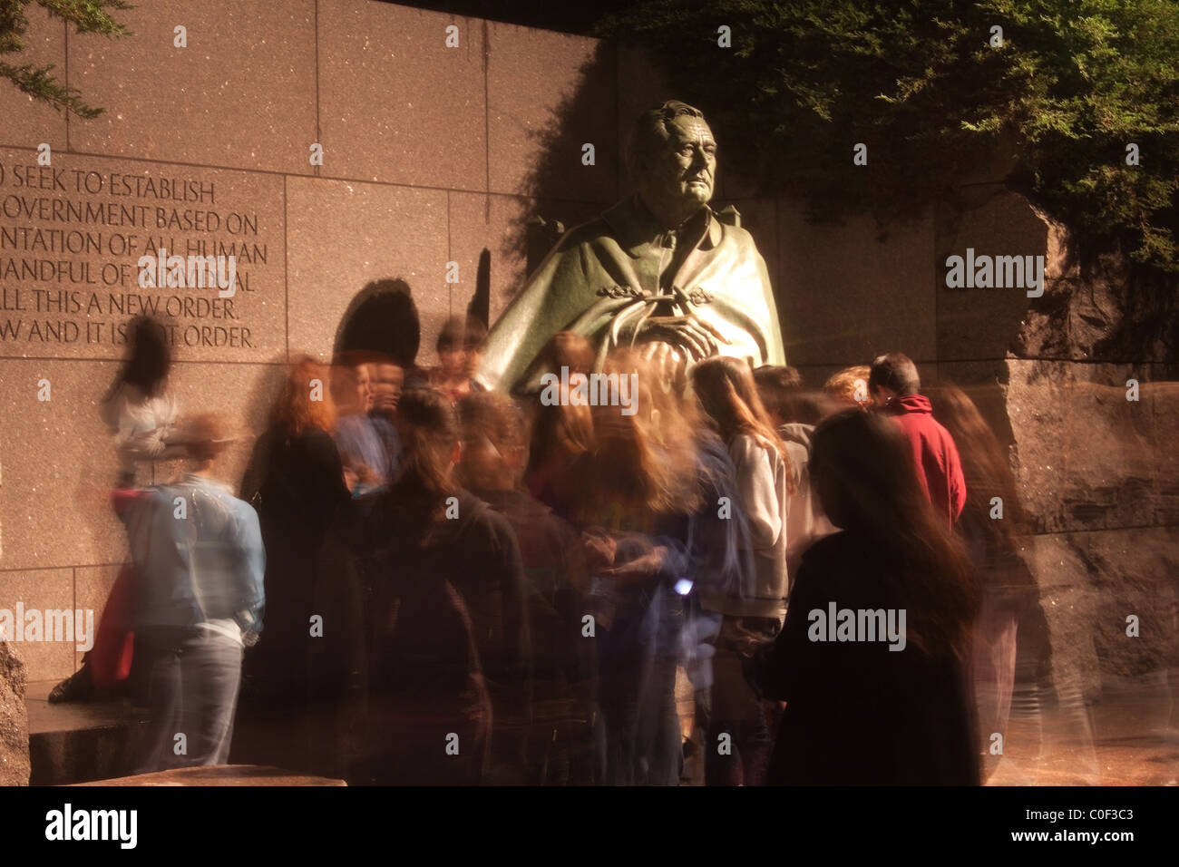 FDR Memorial, di notte, Washington DC, Stati Uniti d'America Foto Stock