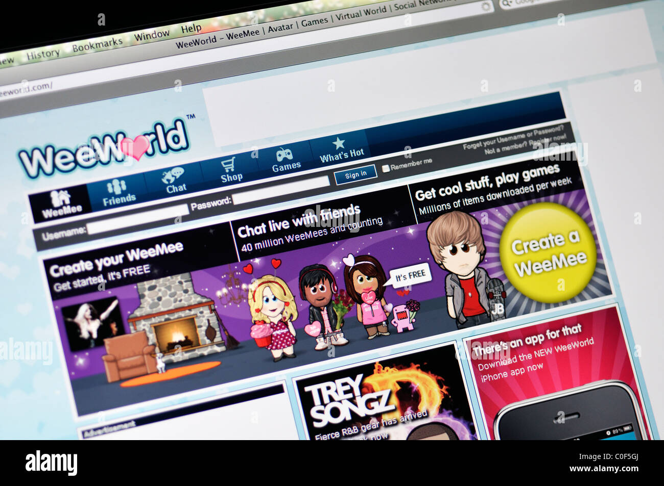 WeeWorld - avatar di computer basati su gioco e social network sito web Foto Stock