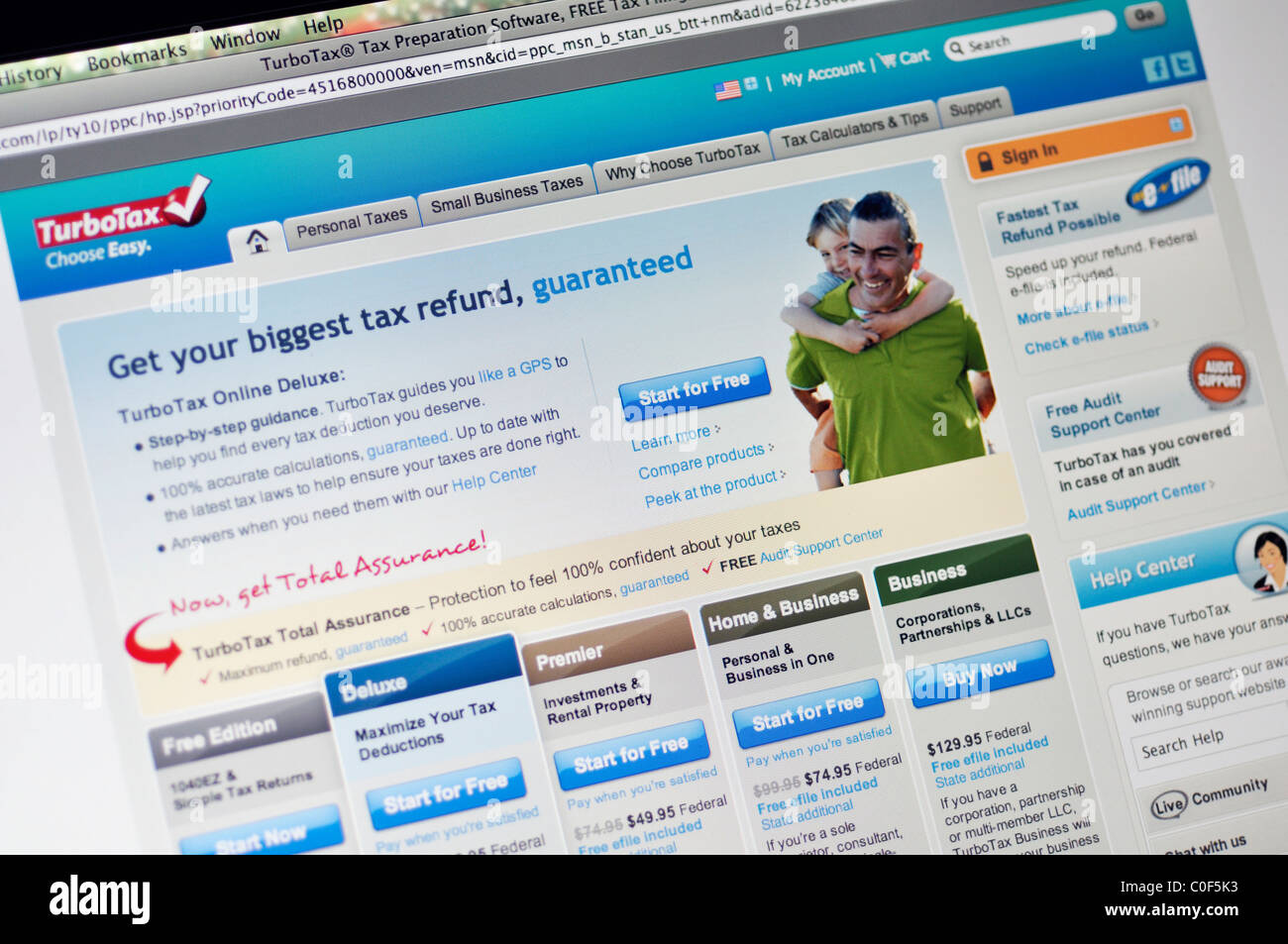 TurboTax - Preparazione fiscale Software website Foto Stock