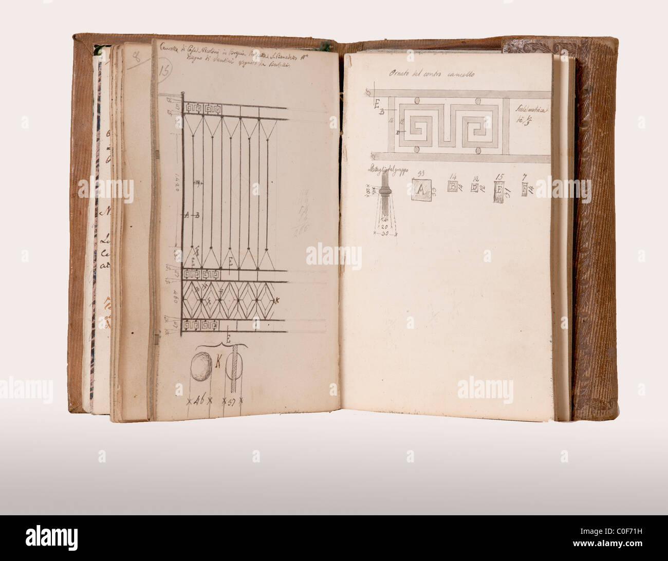 Vecchio notebook di disegni dei primi anni del novecento Foto Stock