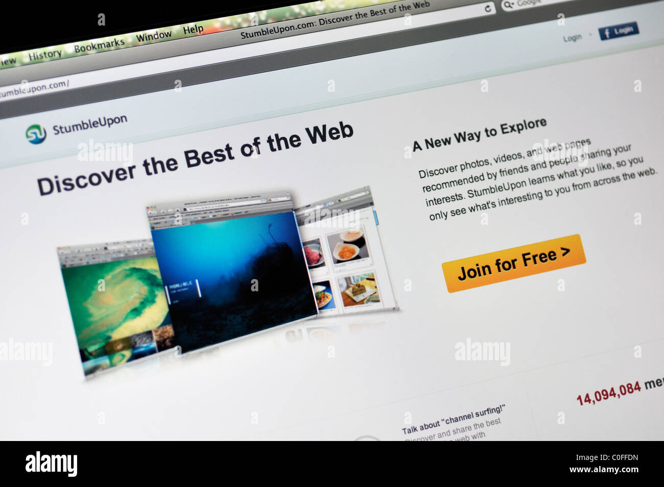StumbleUpon - una scoperta motore di ricerca sito web Foto Stock