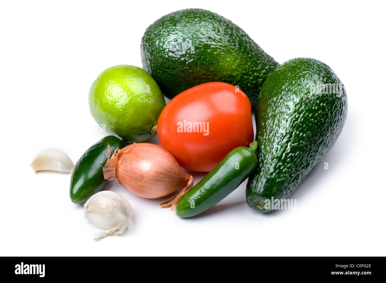 Oggetto su bianco - cibo crudo close up Foto Stock