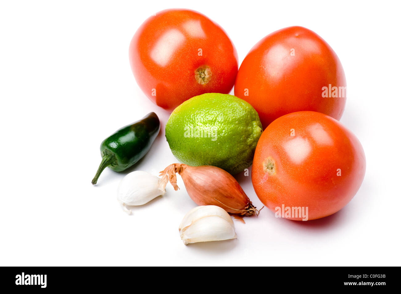 Oggetto su bianco - cibo crudo close up Foto Stock