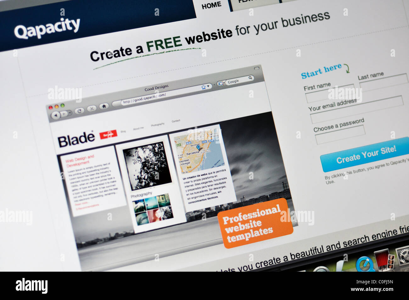 Qapacity - un business-oriented di sito di social networking e un business directory sito Web Foto Stock