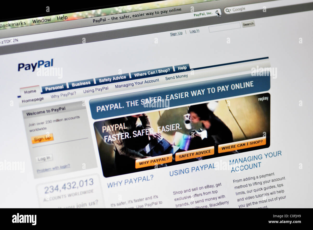 Sito Web di PayPal Foto Stock