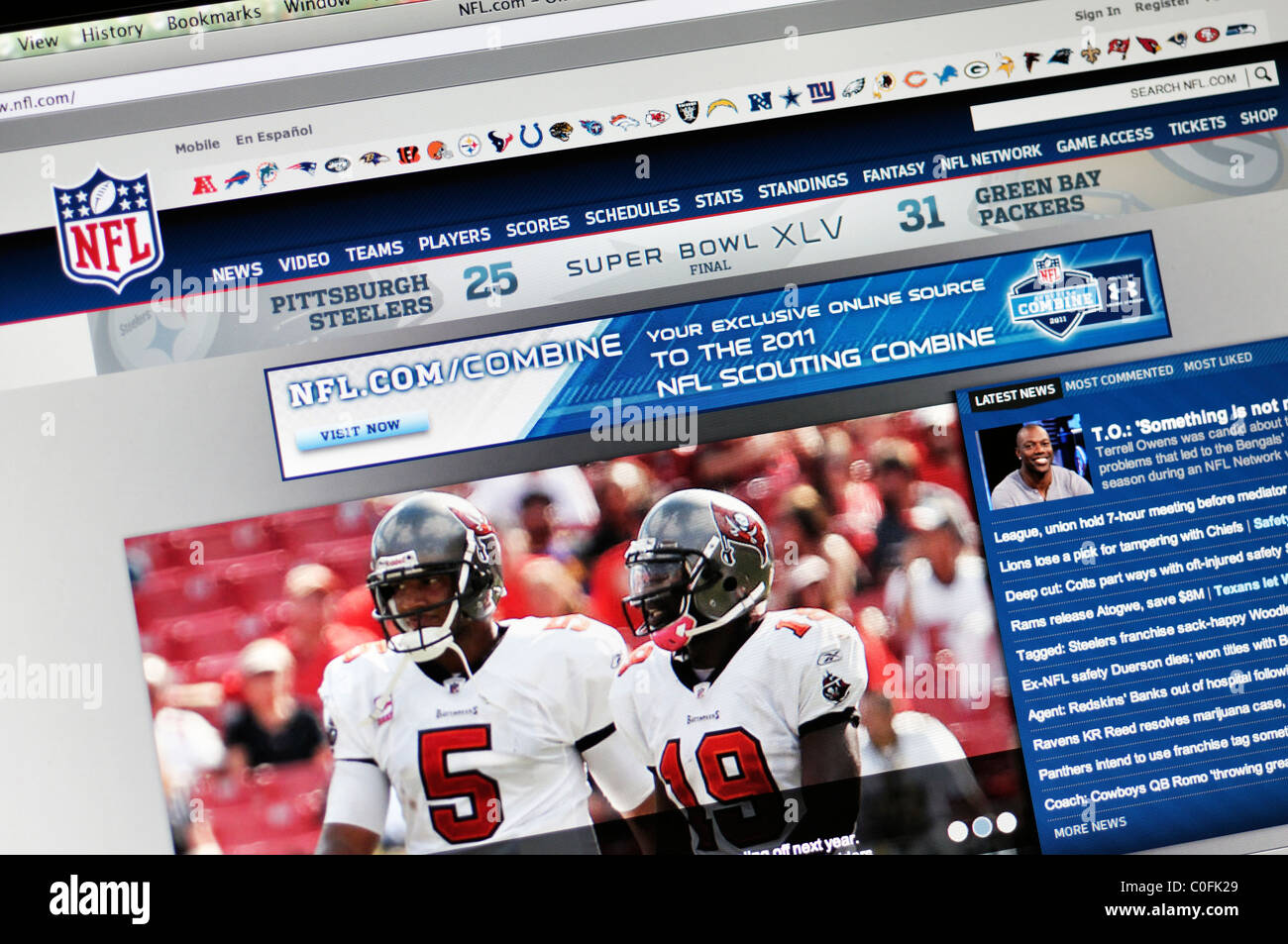 Sito Web di NFL Foto Stock