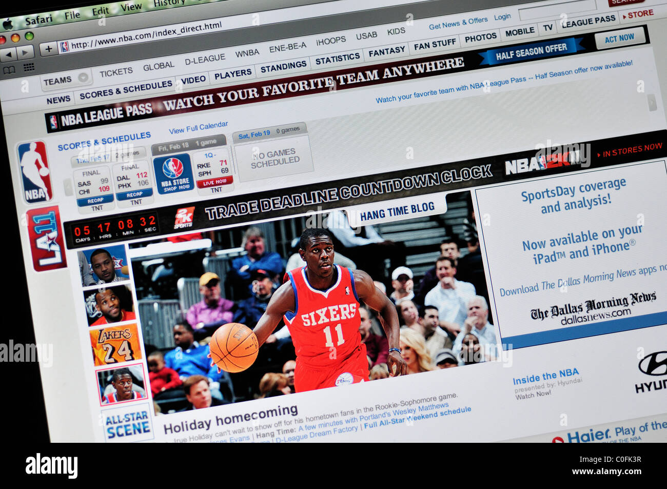Sito Web di NBA Foto Stock