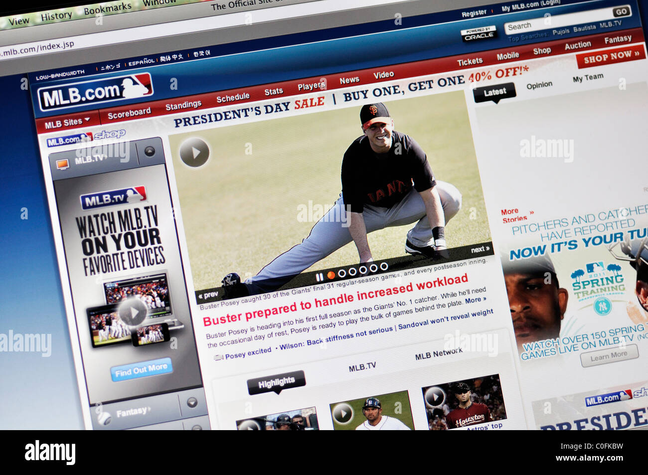 Sito Web MLB Foto Stock