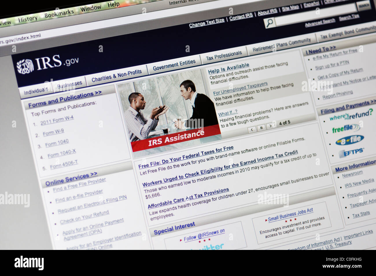 Sito Web dell'IRS Foto Stock
