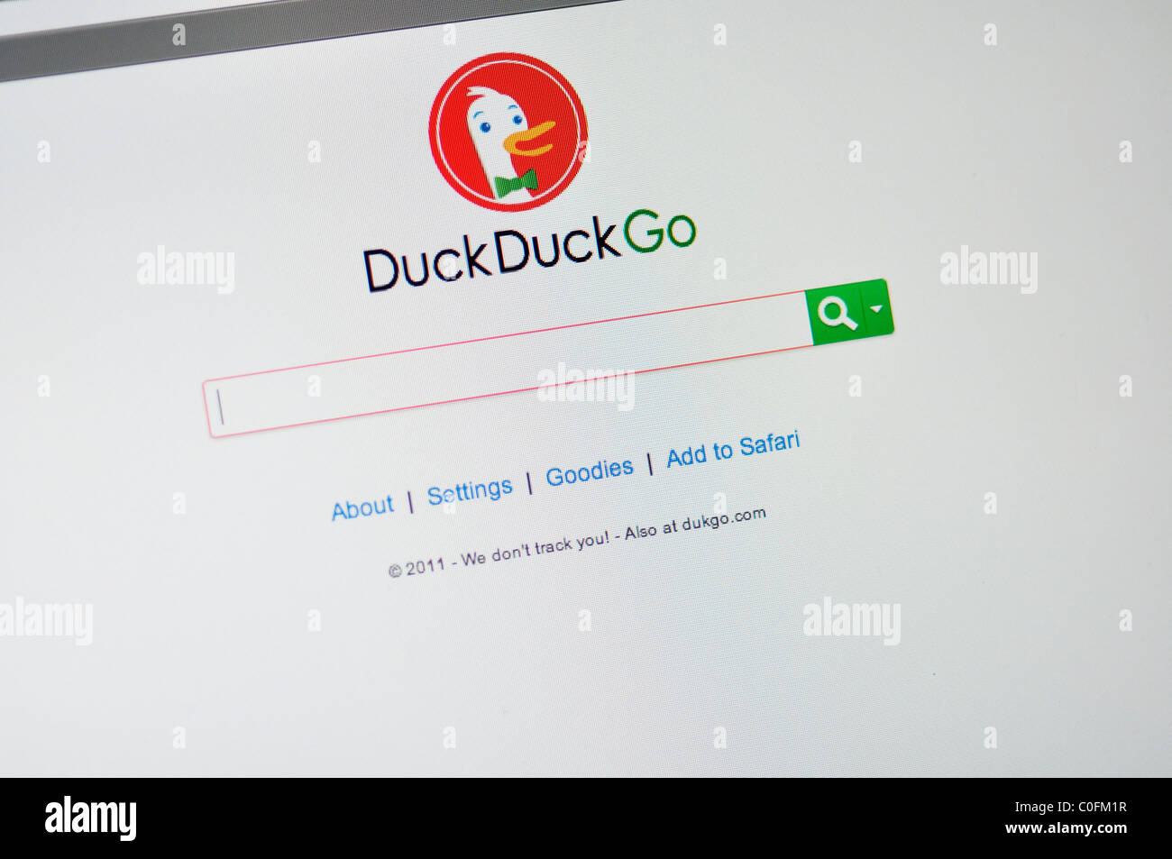 DuckDuckGo motore di ricerca sito web Foto Stock