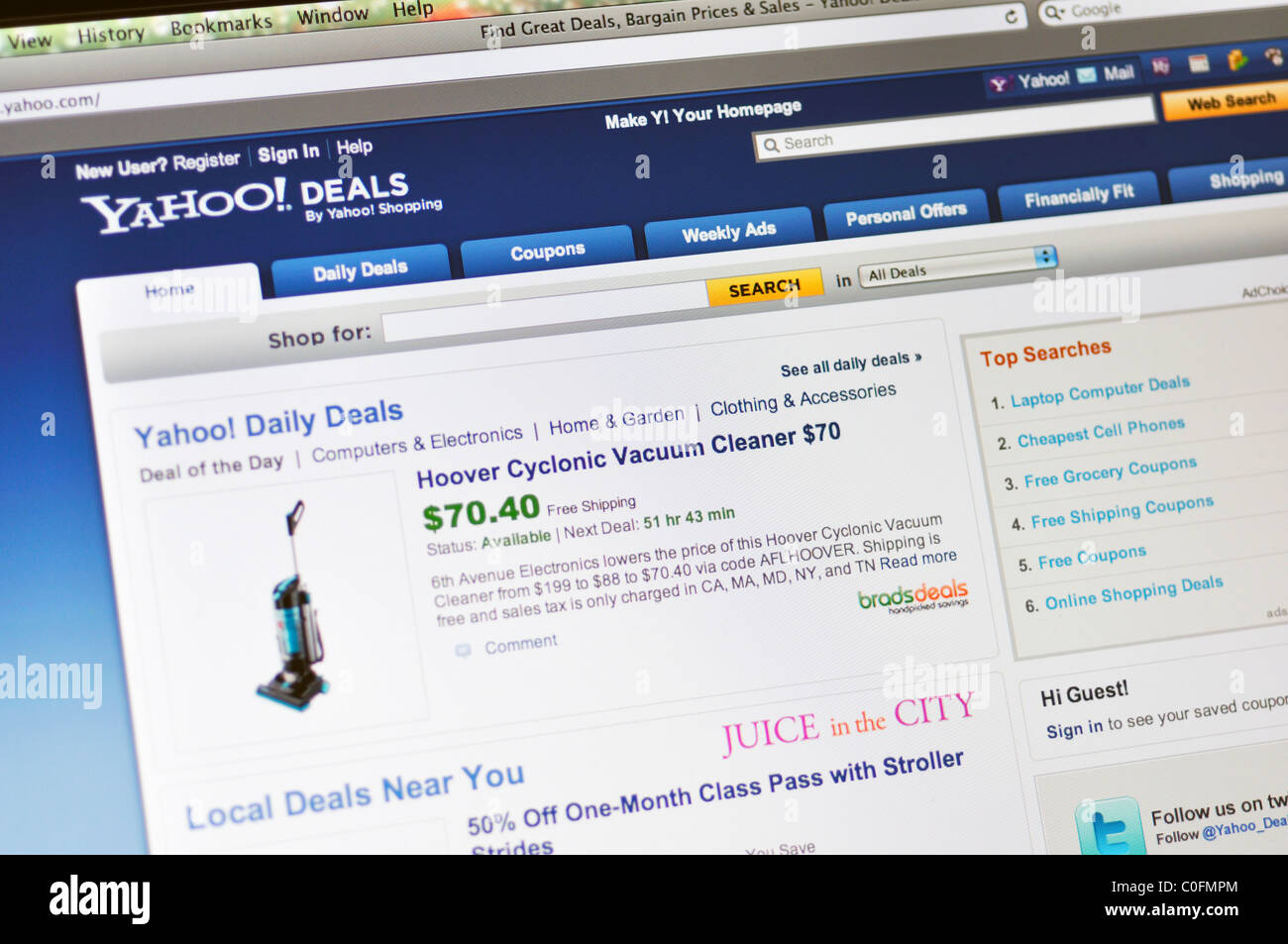 Yahoo offerte sito web Foto Stock