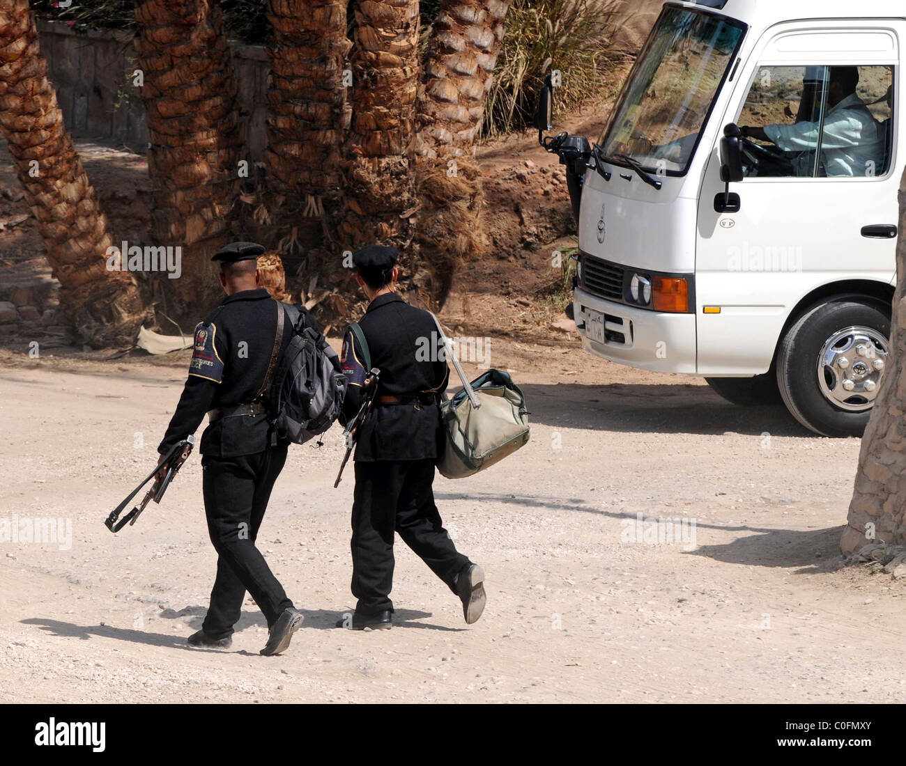 Sicurezza in Egitto, turismo sito, guardia armata Foto Stock