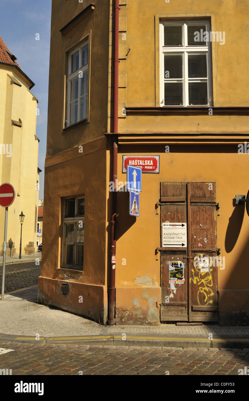 Hastalska street in Prague Old Town, Repubblica Ceca. Foto Stock