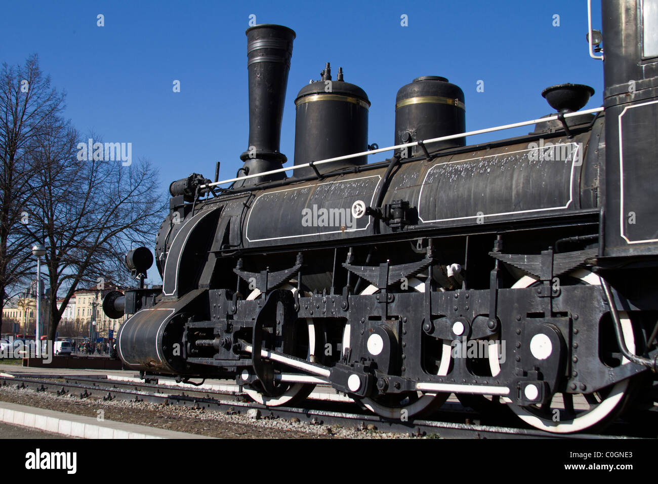 Un vecchio Titos treno a vapore sulla pista di Zagabria sulla stazione ferroviaria principale Foto Stock