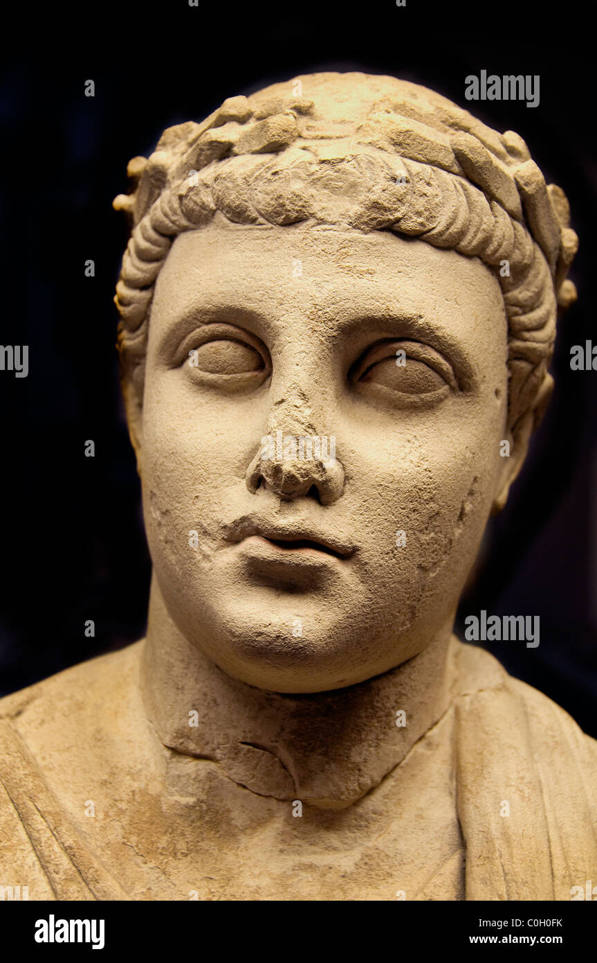 Statua di maschio adoratore di Cipro 300 BC Apollo Idalion Greco in Grecia Foto Stock