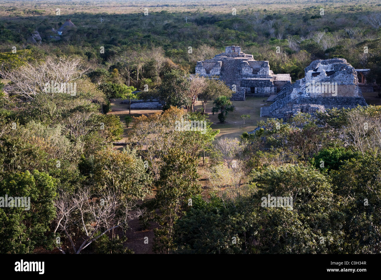 Vista di Ek' Balam, un pre-colombiano sito archeologico in Yucatan, Messico Foto Stock