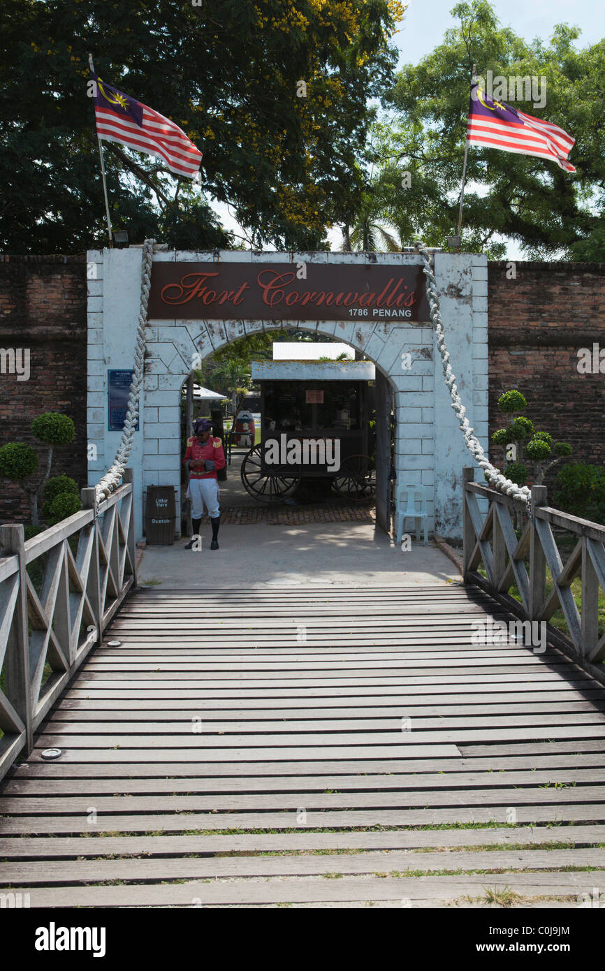 Il ponte levatoio e ingresso al Forte Cornwallis sull isola di Penang Foto Stock