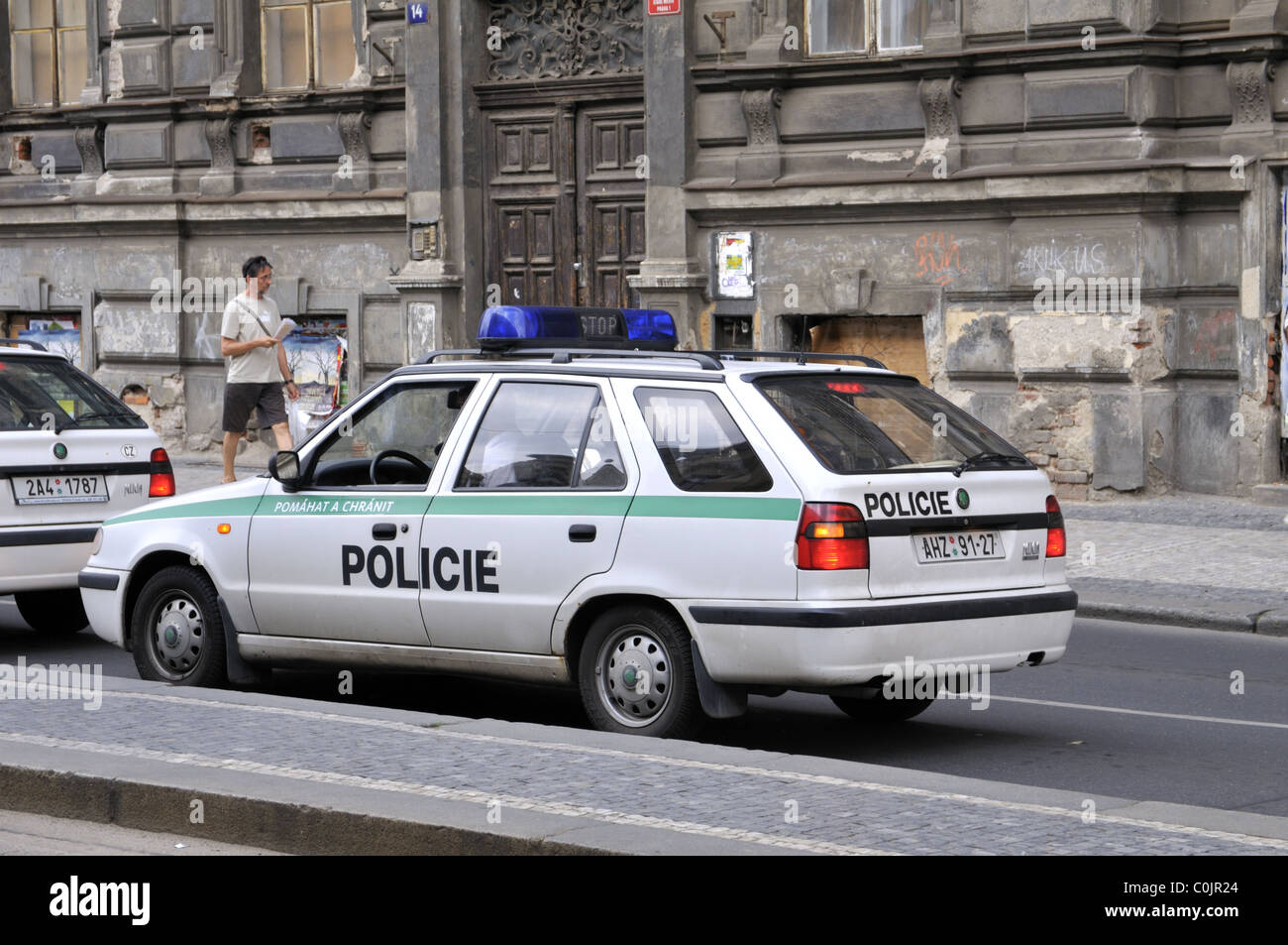 Praga auto della polizia. Foto Stock