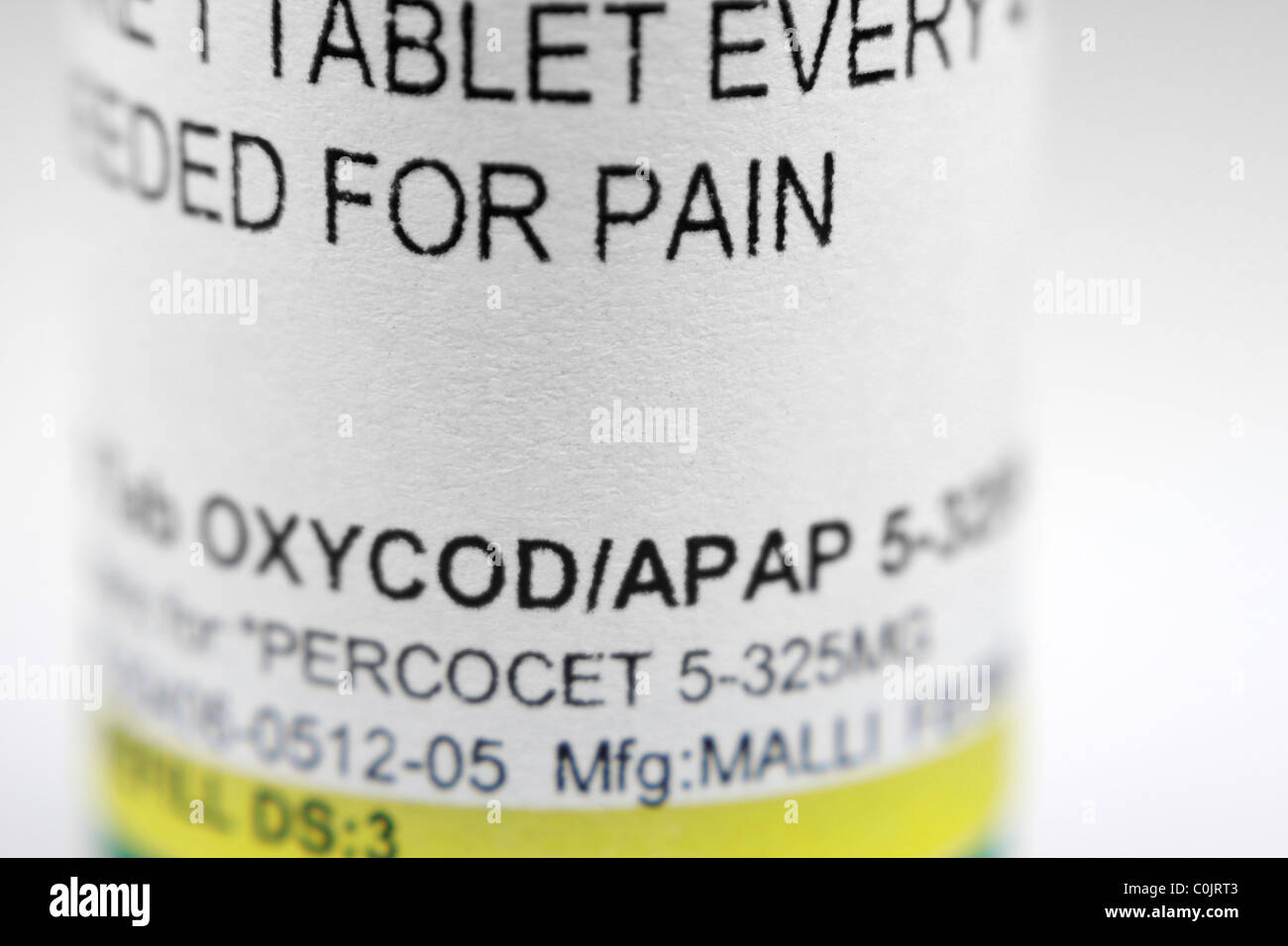 Prescription pain killer, ossicodone Perocet Foto Stock