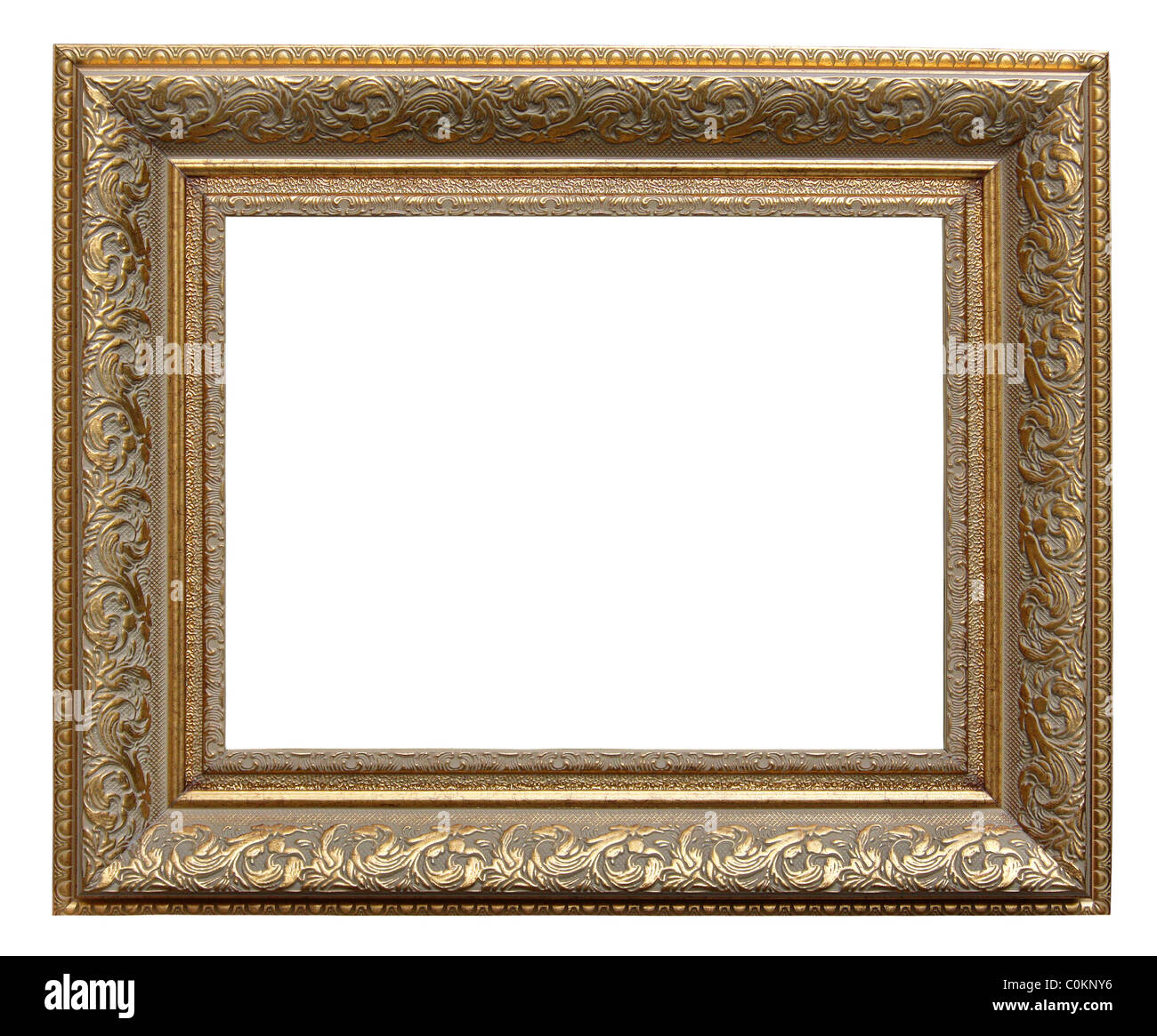 Foto cornice dorata con un motivo decorativo Foto Stock