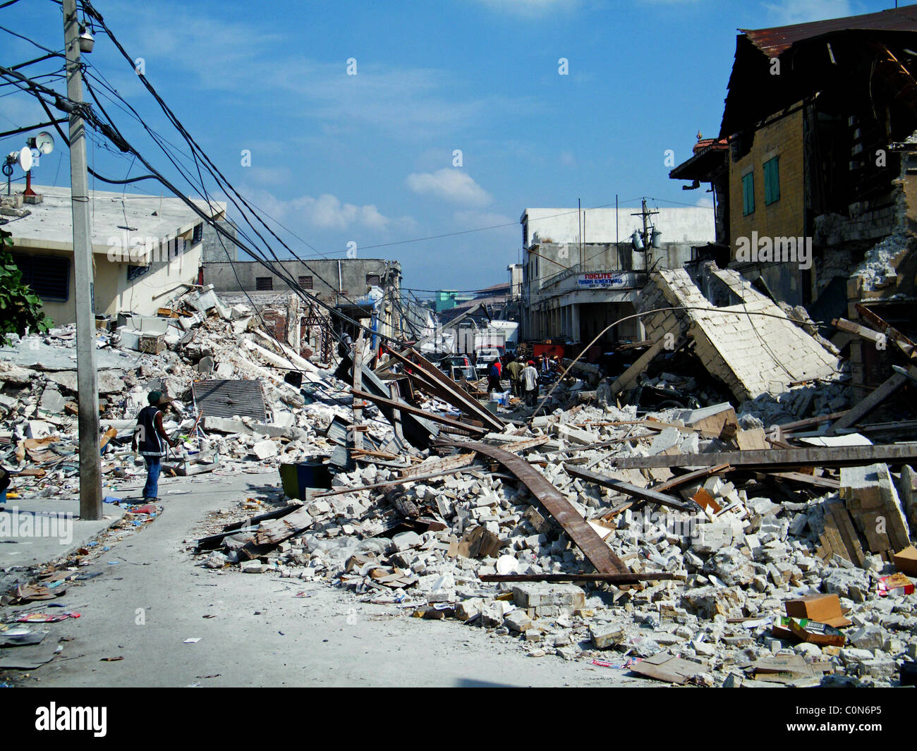 Centrale di Port au Prince dopo il terremoto di Haiti Foto Stock