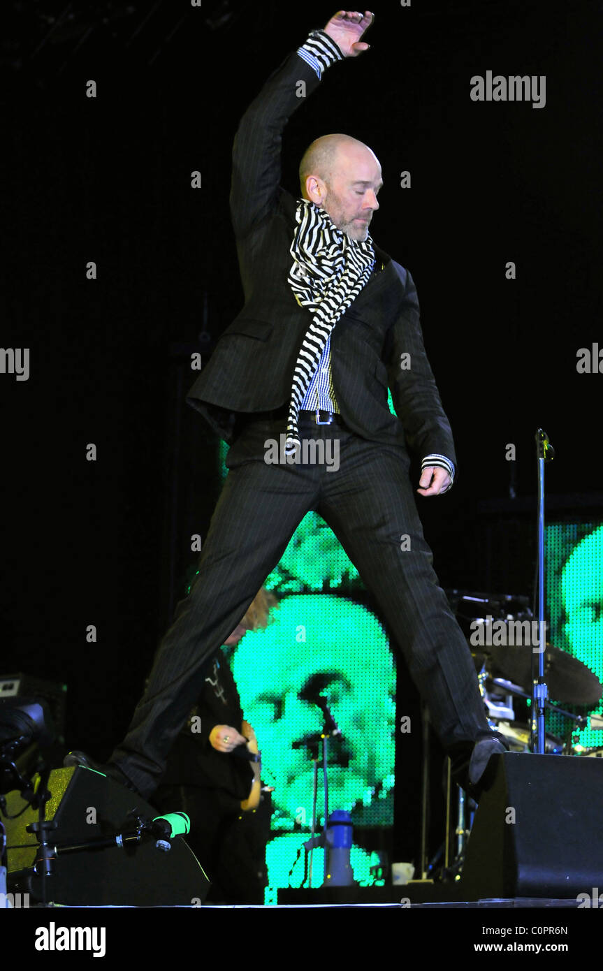 Michael Stipe dei REM LA T nel Parco festival - Giorno 3 Perth and Kinross in Scozia - 13.07.08 Nick Foto Stock