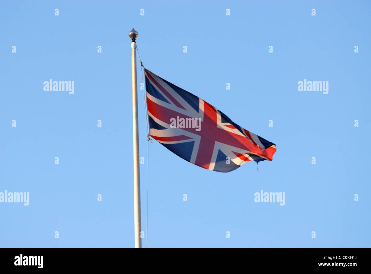 Union Jack sulla bandiera pole imbonitori Piscina Sheffield Foto Stock