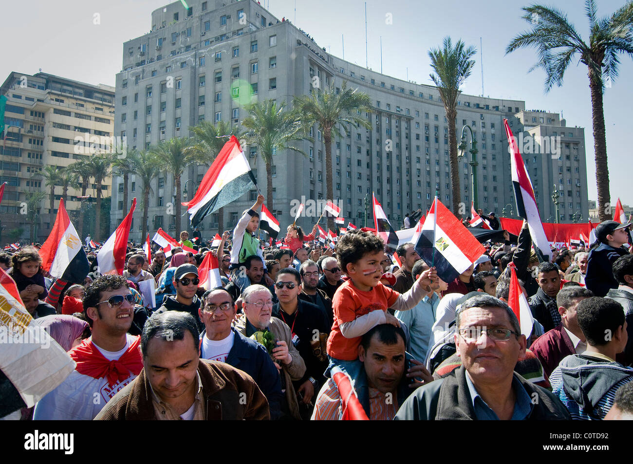 L'EGITTO, AL CAIRO: Su Feb settecento milioni di Egiziani sono state celebrando "una settimana da quando il Presidente egiziano Hosni Mubarak' dimesso. Foto Stock