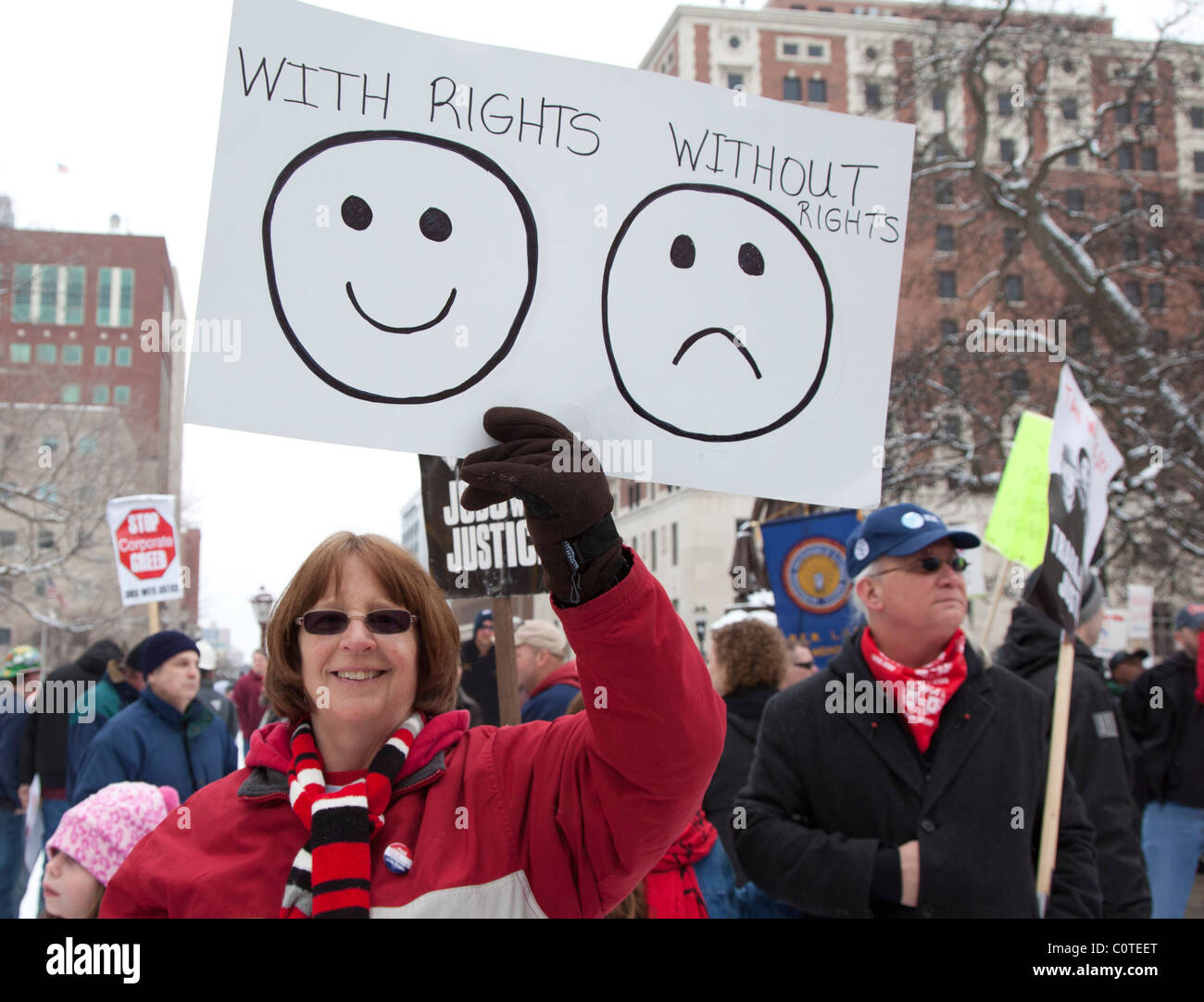 Michigan lavoratori Rally a sostegno del Wisconsin i dipendenti pubblici Foto Stock