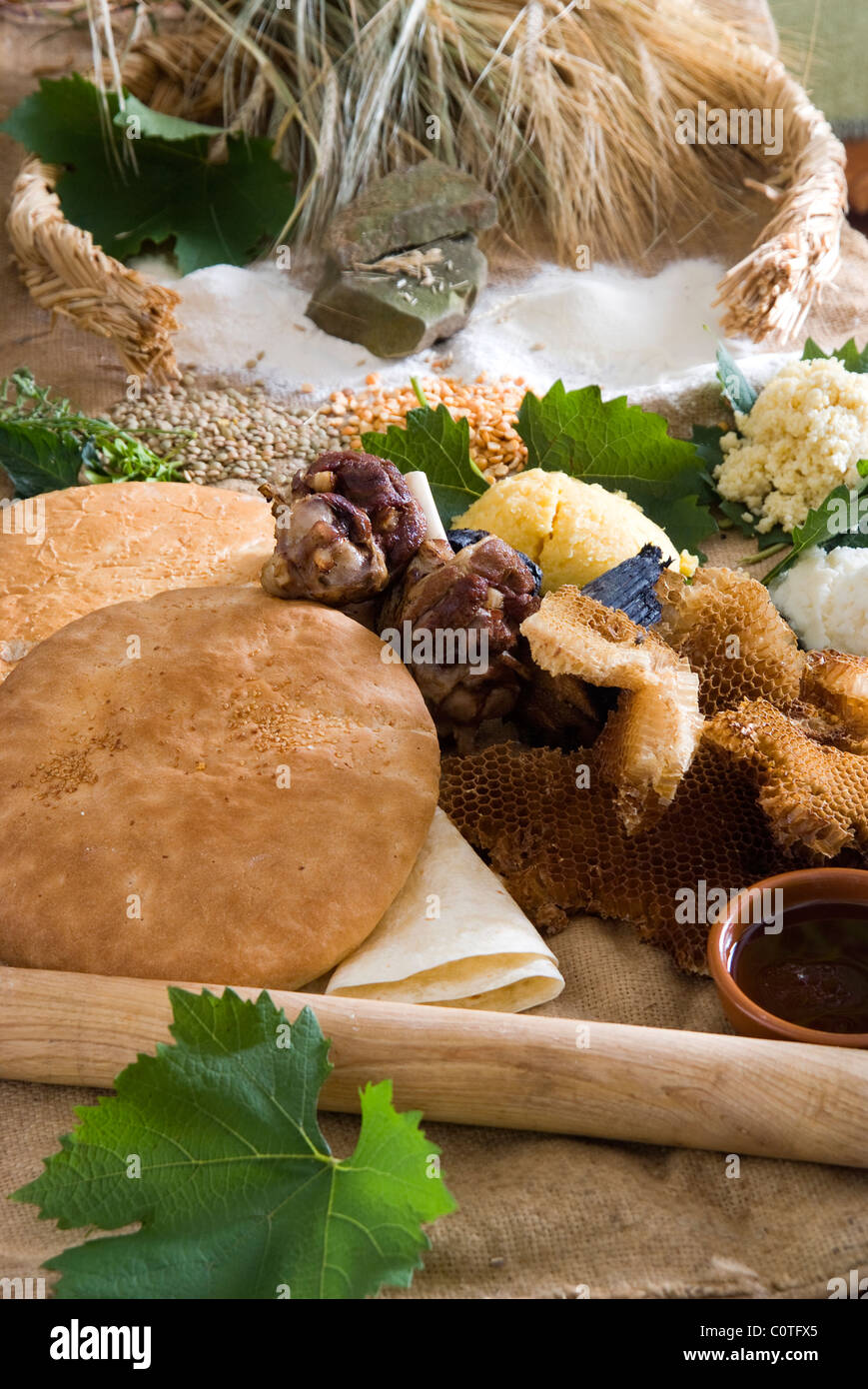 Dieta umana nell'età della pietra Foto Stock