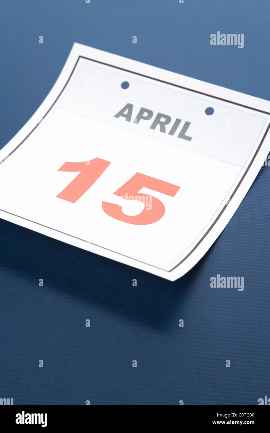 Imposta il giorno, data di calendario aprile 15 per lo sfondo Foto Stock