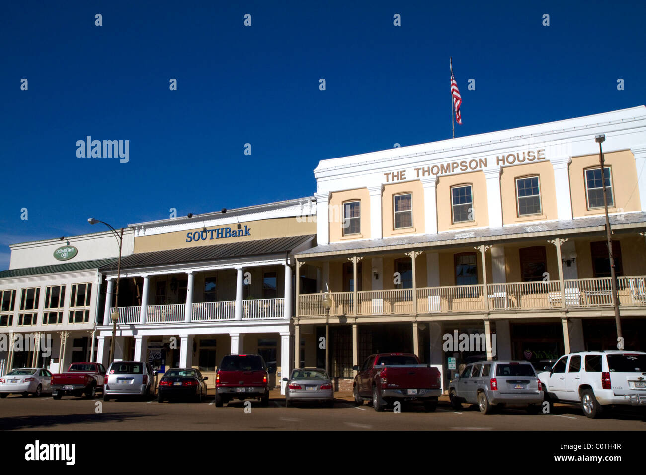 Edifici storici in 'la piazzetta' area di Oxford, Mississippi, Stati Uniti d'America. Foto Stock