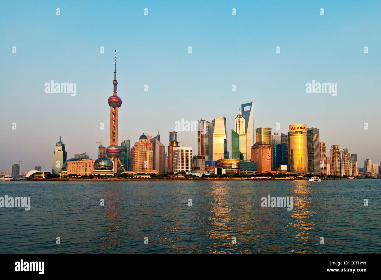 Lo Skyline di Pudong, Shanghai, Cina Foto Stock