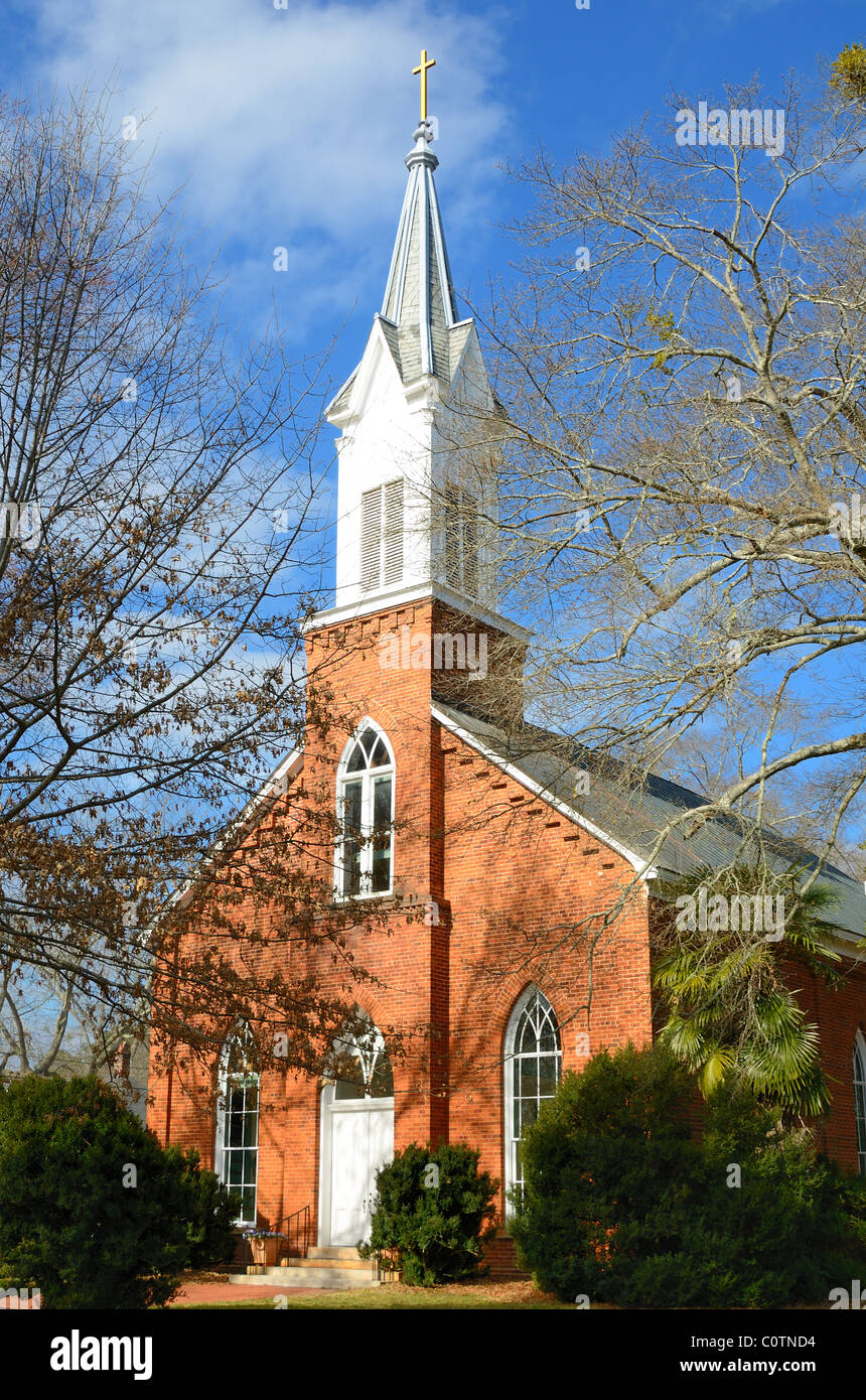 Historic Antebellum chiesa in Madison, Georgia. Foto Stock
