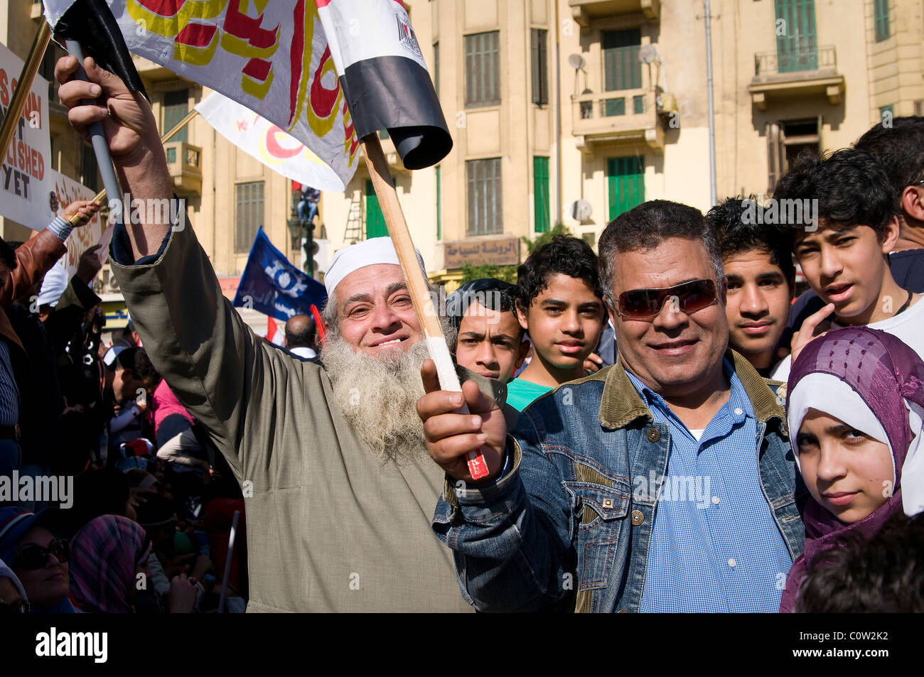 L'EGITTO, AL CAIRO: Su Feb settecento milioni di Egiziani sono state celebrando "una settimana da quando il Presidente egiziano Hosni Mubarak' dimesso. Foto Stock