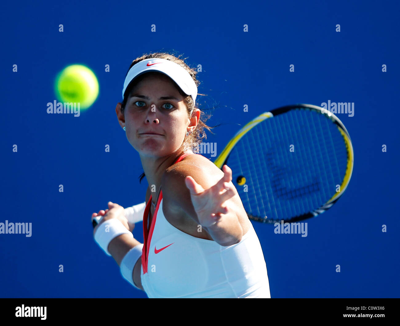 Julia Goerges di Germania presso l'Australian Open 2011 Torneo di tennis . Foto Stock