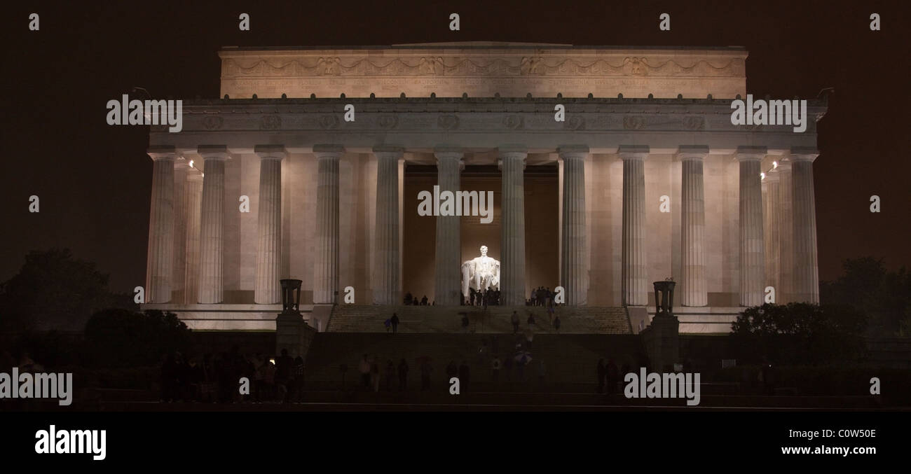 Il Lincoln Memorial di notte, Washington DC Foto Stock