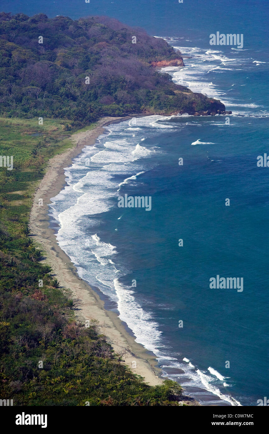 Vista aerea sopra Atlantico costa dei Caraibi Panama Foto Stock