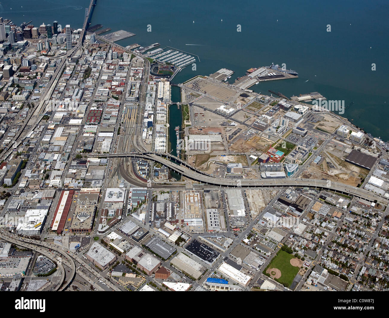 Vista aerea sopra a sud del mercato missione di Soma Bay di San Francisco in California Foto Stock