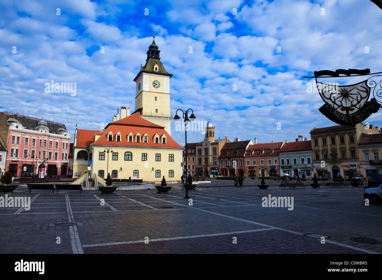 Piazza del Consiglio ("Piata Sfatului') in Brasov, Romania Foto Stock