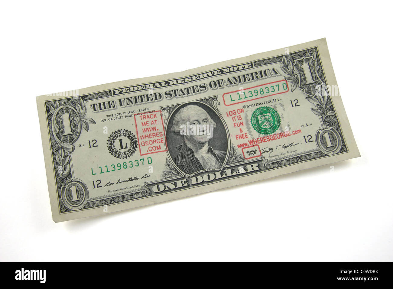 Dove George $1 bill, parte della valuta il progetto di tracking. Foto Stock